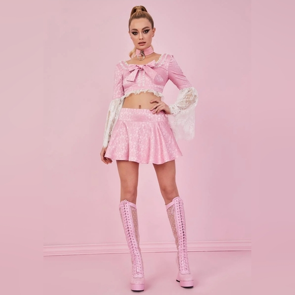 Sugar Thrillz: Princess Perfection Tapestry Lace Trim Top Size XS NWT Dolls Kill - Picture 12 of 16